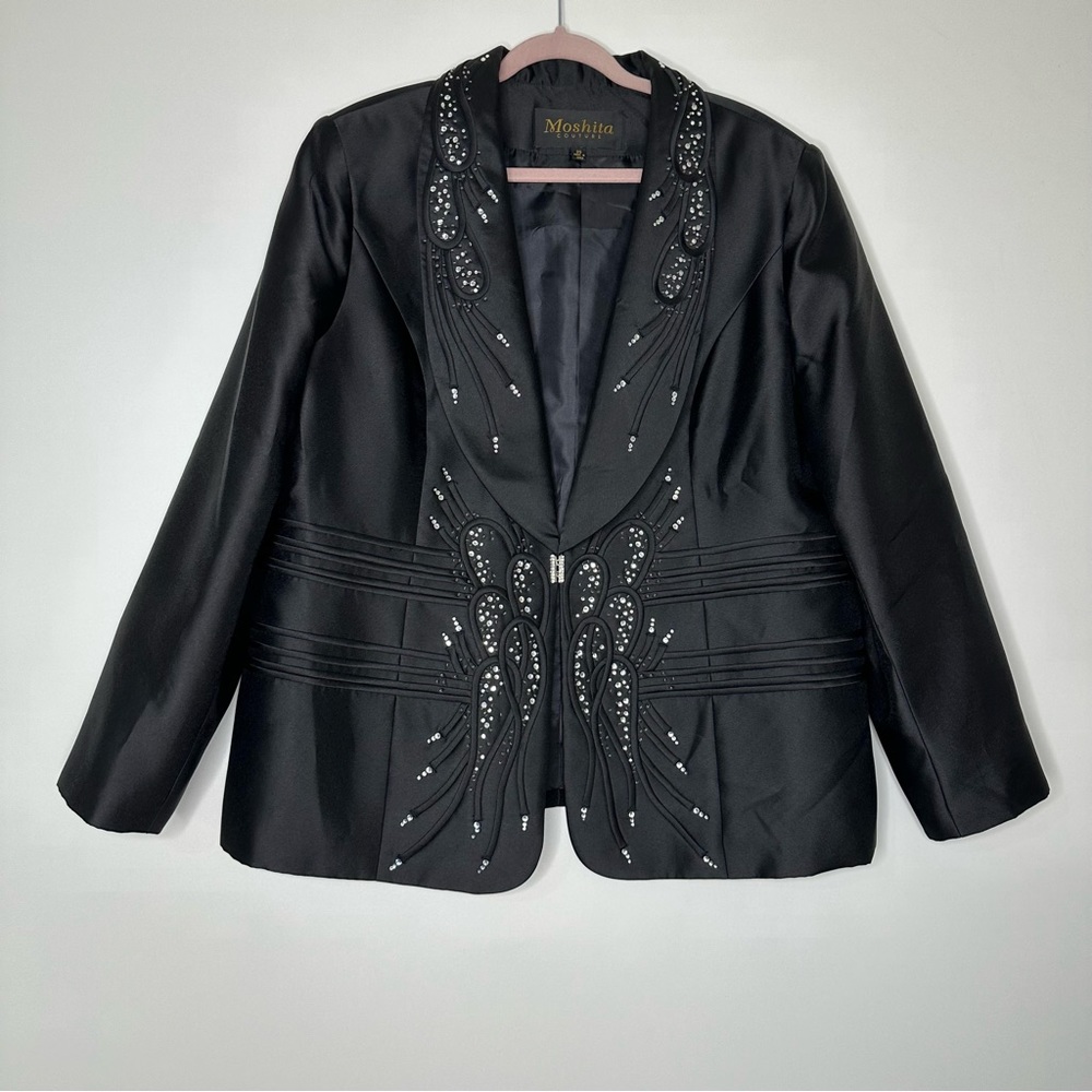 Moshita black embellished blazer jacket